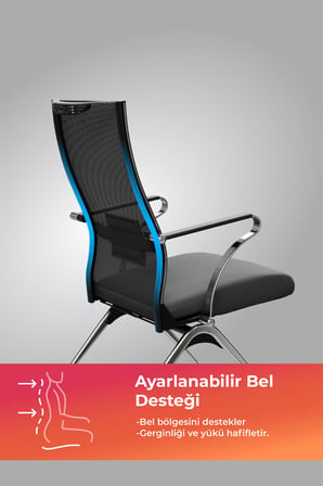 ErgoLife Sit Air 24/7 B2-281K - Yükseklik Ayarlı, Fileli, Krom, Toplantı, Ofis, Bilgisayar Sandalyesi - 696.5D.1.662