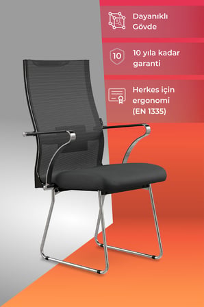 ErgoLife Sit Air 24/7 B2-281K - Yükseklik Ayarlı, Fileli, Krom, Toplantı, Ofis, Bilgisayar Sandalyesi - 696.5D.1.6A4