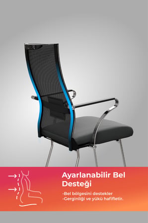 ErgoLife Sit Air 24/7 B2-281K - Yükseklik Ayarlı, Fileli, Krom, Toplantı, Ofis, Bilgisayar Sandalyesi - 696.5D.1.6A4