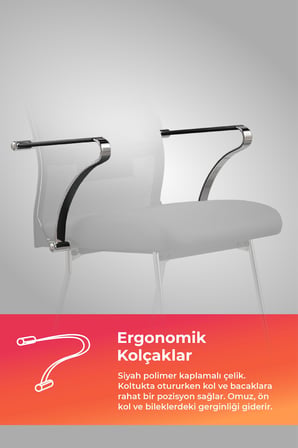 ErgoLife Sit Air 24/7 B2-281K - Yükseklik Ayarlı, Fileli, Krom, Toplantı, Ofis, Bilgisayar Sandalyesi - 696.5D.1.6A4