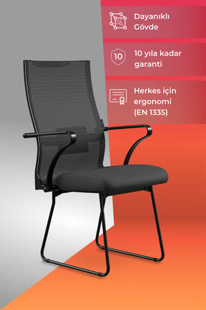 ErgoLife Sit Air 24/7 B2-281K - Fileli, Siyah, Toplantı, Ofis, Bilgisayar Sandalyesi - 696.61.1.6A5
