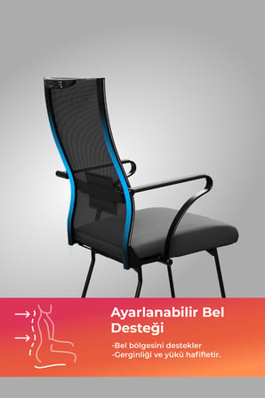 ErgoLife Sit Air 24/7 B2-281K - Fileli, Siyah, Toplantı, Ofis, Bilgisayar Sandalyesi - 696.61.1.6A5