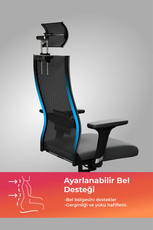 ErgoLife Sit Air 24/7 B2-281K - Yükseklik Ayarlı, Başlıklı, Fileli, Krom, Toplantı, Ofis, Bilgisayar Sandalyesi - 696.61.1.682