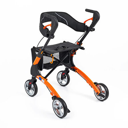 Comfort Plus Rolatör Yürüteç Turuncu | Alüminyum Gövde, 7'' PVC Tekerlekli, Katlanabilir ve Frenli DY049147L