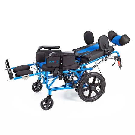 Comfort Plus Pediatrik Tekerlekli Sandalye | Yatarlı ve Tilt Özellikli, Göğüs ve Bacak Destekli, File Kumaş Döşemeli DY01958LBCJ-38 CP