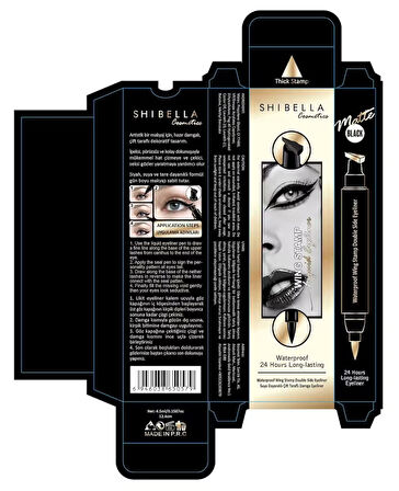 Shibella Cosmetics Suya Dayanıklı Çift Taraflı Damga Eyeliner - Kalın Damga