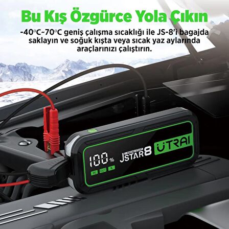 UTRAI Jstar 8 74Wh 20000mAh 3000A Jump Starter Taşınabilir Akü Takviye Cihazı ( Powerbank + Led Lamba + Taşıma Kılıfı + LCD Ekran )