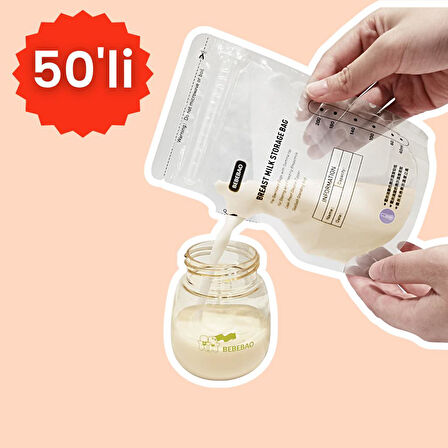 Bebebao Anne Sütü Saklama Poşeti 200 ml 50'li