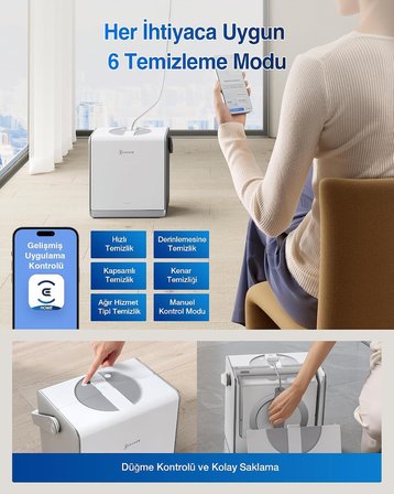 6'sı 1 Arada Çok Fonksiyonlu İstasyonlu Cam Silme Robotu, 5500Pa Yüksek Emiş Güçlü Pro Versiyon