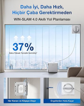 Yeni Winbot Pro Omni Taşınabilir İstasyonlu Akıllı Cam Silme Robotu 5500PA Güçlü Emiş, 3 Nozullu