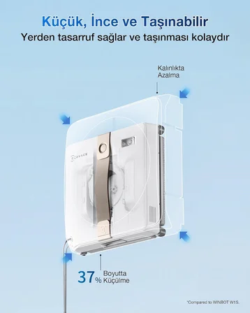 7500 Pa Yüksek Emiş Güçlü WINBOT Mini Cam Temizleme Robotu, Ultrasonik Çift Nozullu Püskürtme