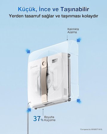 Akıllı Cam Silme Robotu 7500Pa Yüksek Vakum Güçlü Otomatik Cam Temizleyici Düşme Engelleyici Sensör