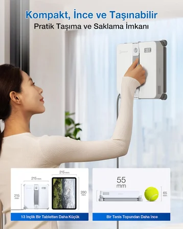 Ecovacs Winbot Mini 2 Cam Temizleme Robotu, 5 Farklı Temizlik Modu, Akıllı Haritalama