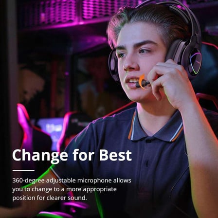 Tronsmart Glary Alpha Mikrofonlu Stereo RGB Gürültü Önleyicili Oyuncu Kulak Üstü Kablolu Kulaklık