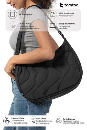 Terra Puffy Serisi T34 11" - 9L Siyah El ve Omuz Çantası - T34M1D1