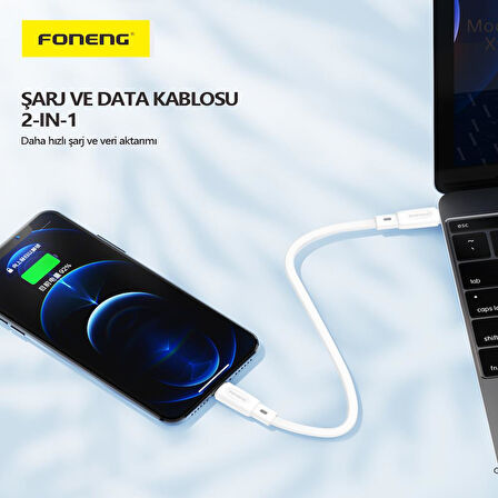 Foneng X107 60W 27CM Type-c TO Type-C Şarj Ve Data Kablosu 
