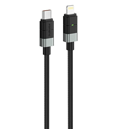 FONENG XS03 27W PD Type-c to Lightning Şarj Data Kablosu İp Örgülü
