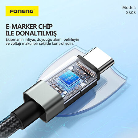 FONENG XS03 27W PD Type-c to Lightning Şarj Data Kablosu İp Örgülü