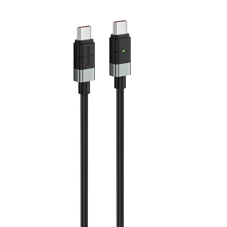 FONENG XS03 240W Led Işıklı Type-c To Type-C Şarj Ve Data Kablosu İp Örgülü