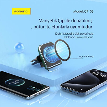 Foneng CP106 Manyetik Araç içi Telefon Tutucu Araba Havalandırma 