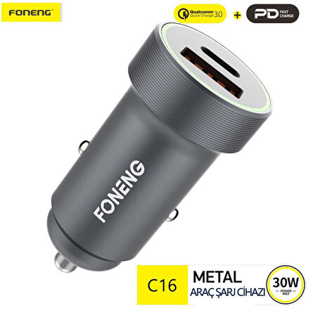 FONENG C16 30w 1xusb 1xtype-c Girişli Araç Içi Çakmak Şarj Aleti