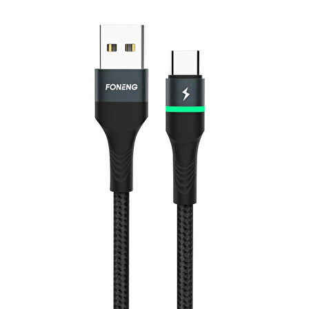 Foneng X79 66W Led Işıklı Usb To Type-C Şarj Ve Data Kablosu İp Örgülü