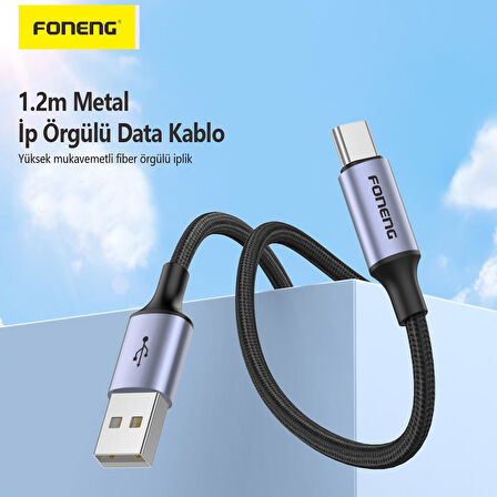 Foneng X95 60W Type-c To Type-C Şarj Ve Data Kablosu İp Örgülü 1,2M