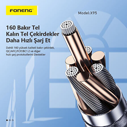 Foneng X95 60W Type-c To Type-C Şarj Ve Data Kablosu İp Örgülü 1,2M