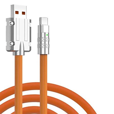 Type C 120w Watt 6 A Süper Hızlı Şarj Data Kablosu 1 Metre Type-C