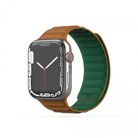Baykron Manyetik Apple Watch 42/44/45 mm Silikon Kayış Yeşil-Kahverengi