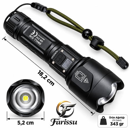 Small Sun SM-316 50W 5000 Lümen Zoomlu Şarjlı LED El Feneri