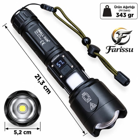Small Sun SM-316 50W 5000 Lümen Zoomlu Şarjlı LED El Feneri