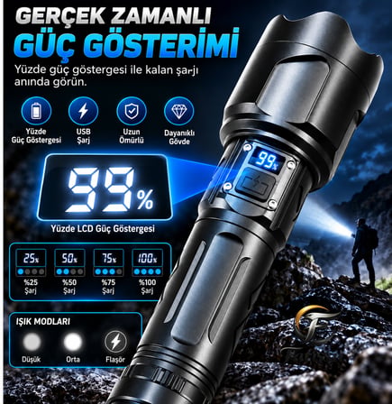 Small Sun SM-316 50W 5000 Lümen Zoomlu Şarjlı LED El Feneri
