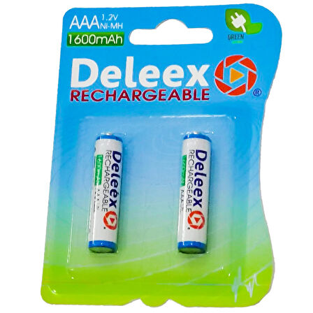 POWERMASTER DELEEX 1.2 VOLT 1600 MAH İNCE KALEM AAA ŞARJLI PİL (2Lİ PAKET)
