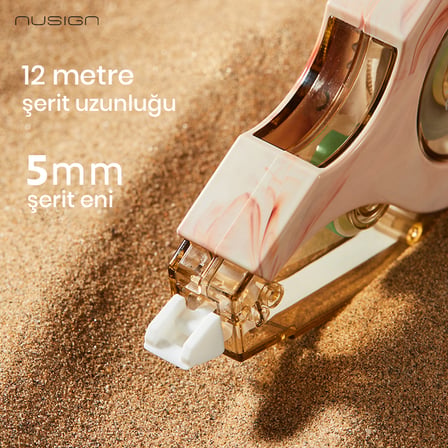 NUSIGN ENS157C Düzeltme Bandı 5 mm x 12 m Ergonomik Tasarım Pembe