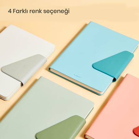NUSIGN ENS209 A5 Deri Kapaklı Defter 80 g/m² 96 Yaprak Çizgili + Noktalı Pembe
