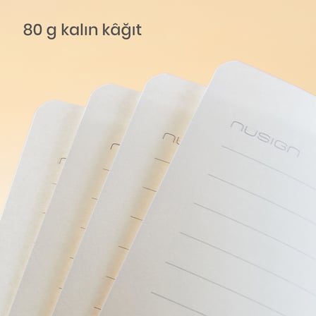 NUSIGN ENS209 A5 Deri Kapaklı Defter 80 g/m² 96 Yaprak Çizgili + Noktalı Pembe