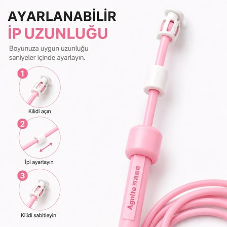 PVC Atlama İpi Sayaçsız Hafif Dayanıklı Fitness İpi Pembe