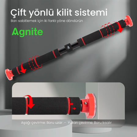 AGNITE Ayarlanabilir Kapı Barfiks Demiri 80-130 cm Ev Tipi Fitness Yeşil