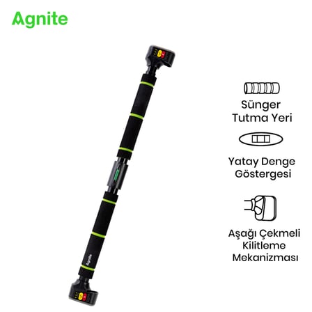 Agnite Gelismis Ayarlanabilir Kapi Araligi Barfiks Cubugu 70–110 Cm Kaymaz Tabanli Yesil