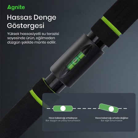 Agnite Gelismis Ayarlanabilir Kapi Araligi Barfiks Cubugu 70–110 Cm Kaymaz Tabanli Yesil
