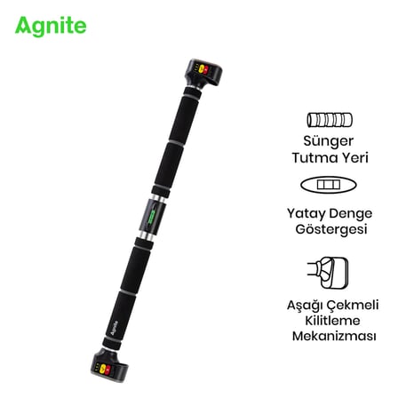 Agnite Gelişmiş Kapı Barfiksi 70-110 cm, Gri