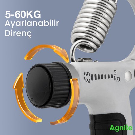 AGNITE Ayarlanabilir Mekanik Sayaçlı El Yayı Güç Artırıcı Açık Mavi