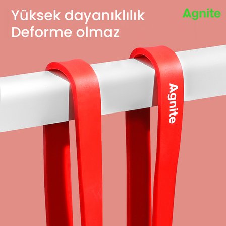 AGNITE Silikon Direnç Bandı 2080x4.5x6.4mm Pilates Fitness Pembe