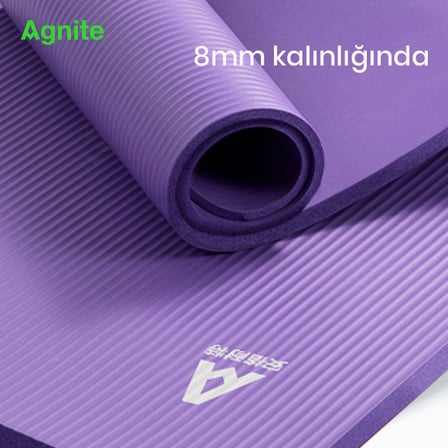 AGNITE NBR Yoga Matı 183 x 61 cm 8 mm Kalınlık Mor