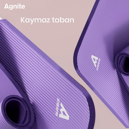 AGNITE NBR Yoga Matı 183 x 61 cm 8 mm Kalınlık Mor
