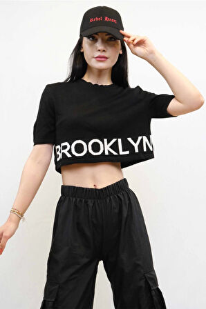 MONOLYA TRİKO CROP SİYAH