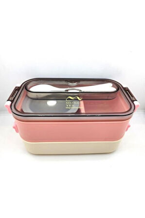 Vagon 2 Katlı VGN-465 Paslanmaz Çelik Pembe Lunch Box Sefer Tası - Yemek Kutusu