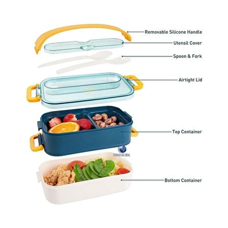 Vagonlife Paslanmaz Çelik Yemek Kabı 1400ML Mavi