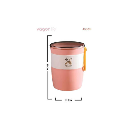 Vagon Çelik Lunch Box 450 Ml Pembe